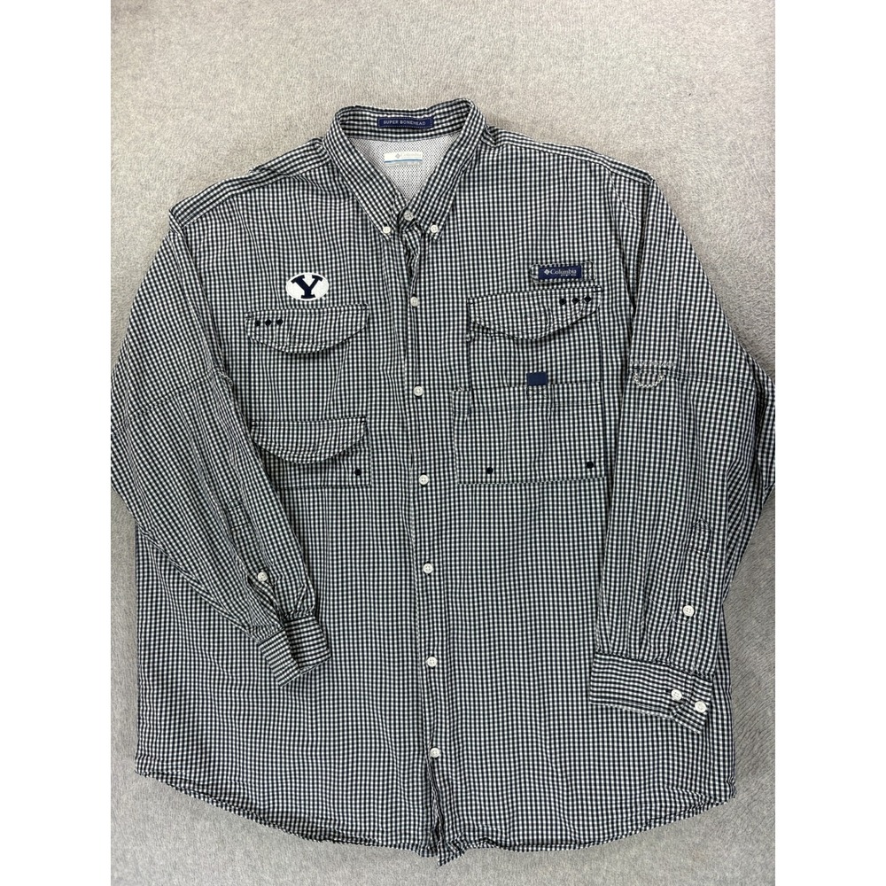 BYU Cougars Breathable Long Sleeve Button Down Campus Shirt (Men's 2XL) Blue